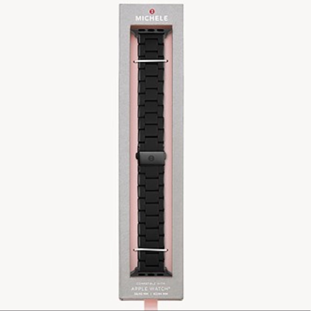 Black silicone wrapped Apple Watch band